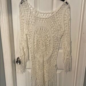 Cream Crochet Fringe Dress
